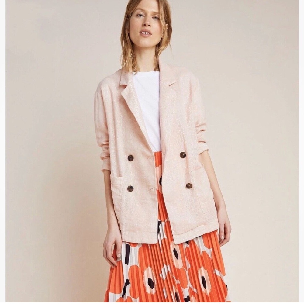 Anthropologie Amadi Light Pink Double-Breasted Blazer never worn